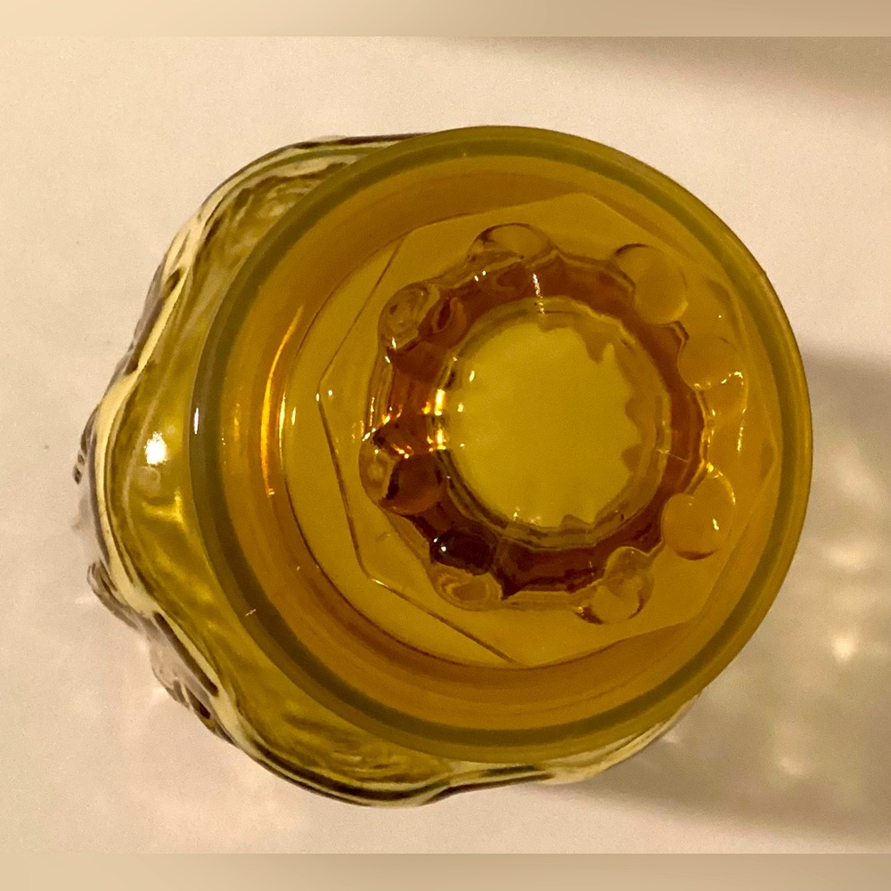 VTG LE Smith Imperial Atterbury Scroll Amber Glass Canister 9" - Picture 3 of 6